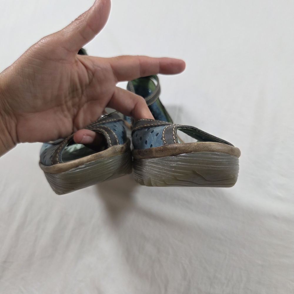 Fly London CLOGS Wedge Platform Shoes Blue Mary Jane Size 8 - Picture 7 of 8